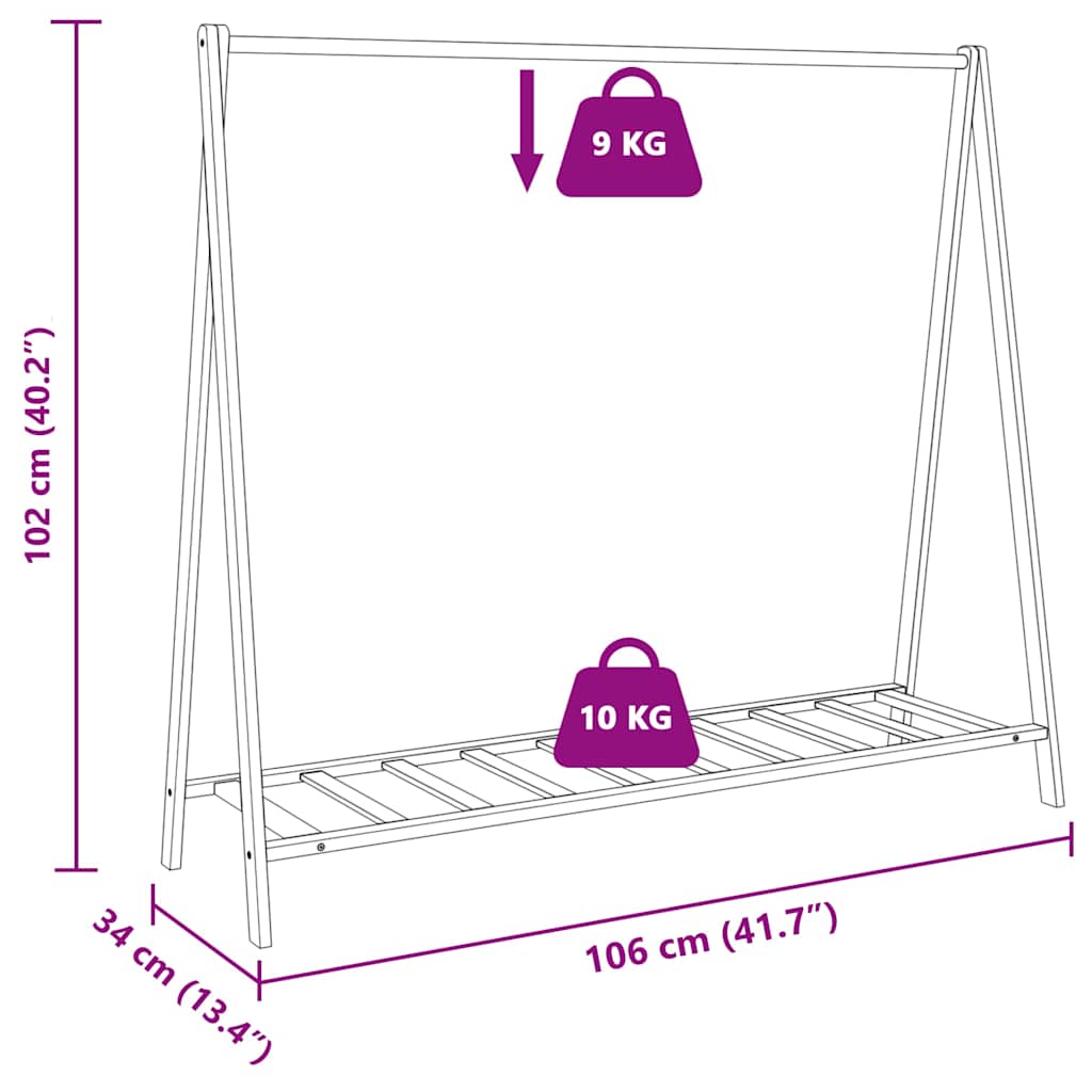Clothes Rack with Shelves 41.7"x13.4"x40.2" Bamboo