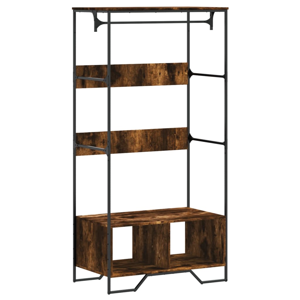 Wardrobe Smoked Oak Engineered Wood, Metal 35.4x19.7x70.9 in