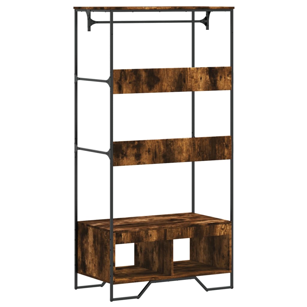 Wardrobe Smoked Oak Engineered Wood, Metal 35.4x19.7x70.9 in
