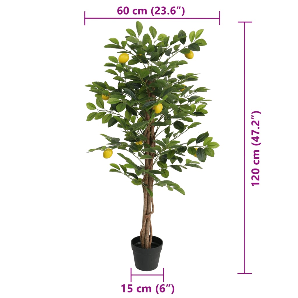 Artificial Lemon Tree Green Polypropylene, Eucalyptus wood, Foam