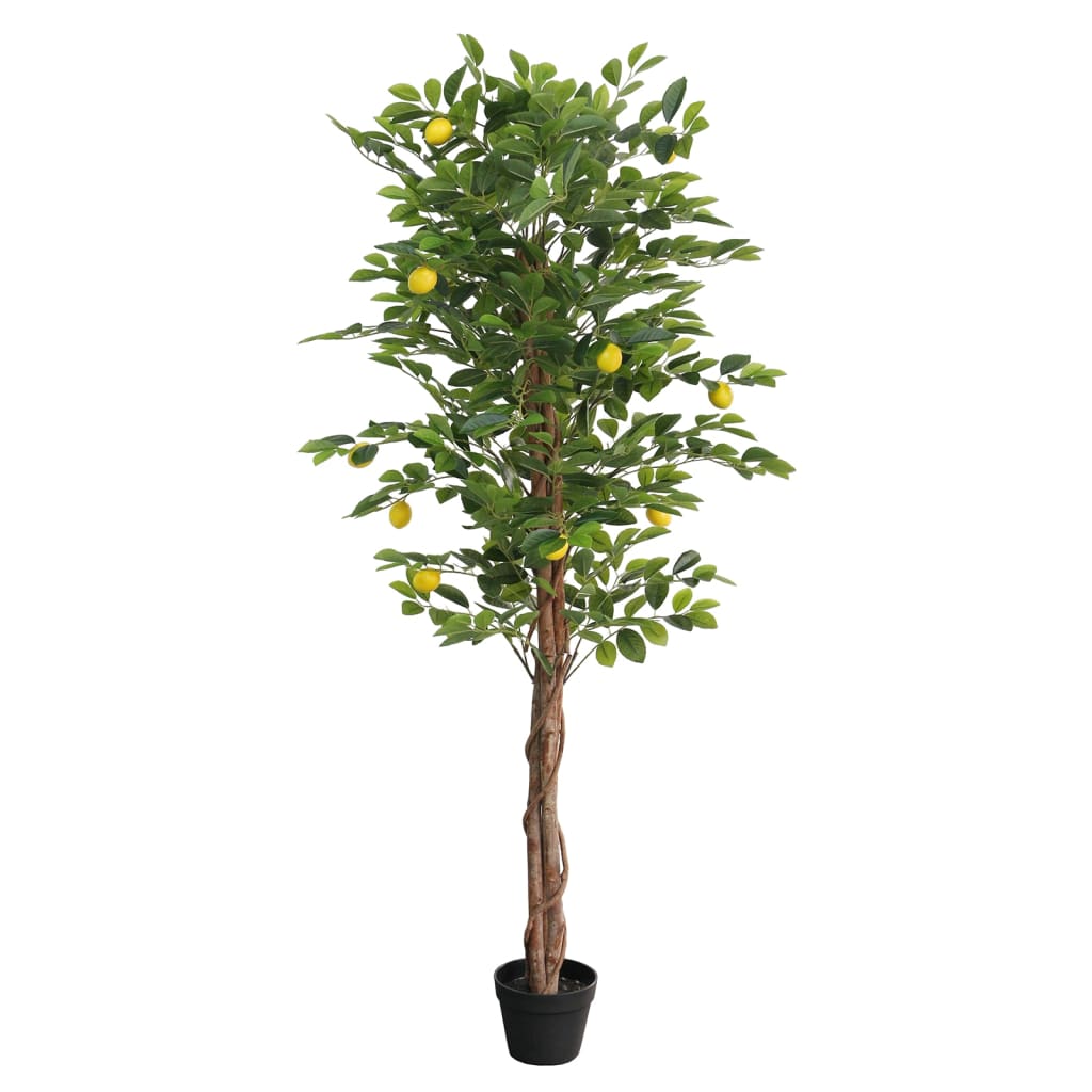 Artificial Lemon Tree Green Polypropylene, Eucalyptus wood Large