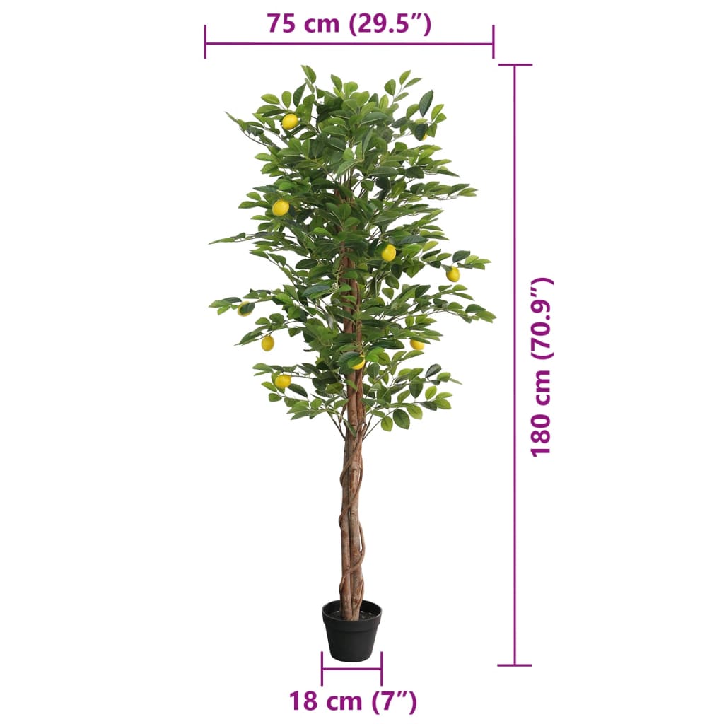 Artificial Lemon Tree Green Polypropylene, Eucalyptus wood Large