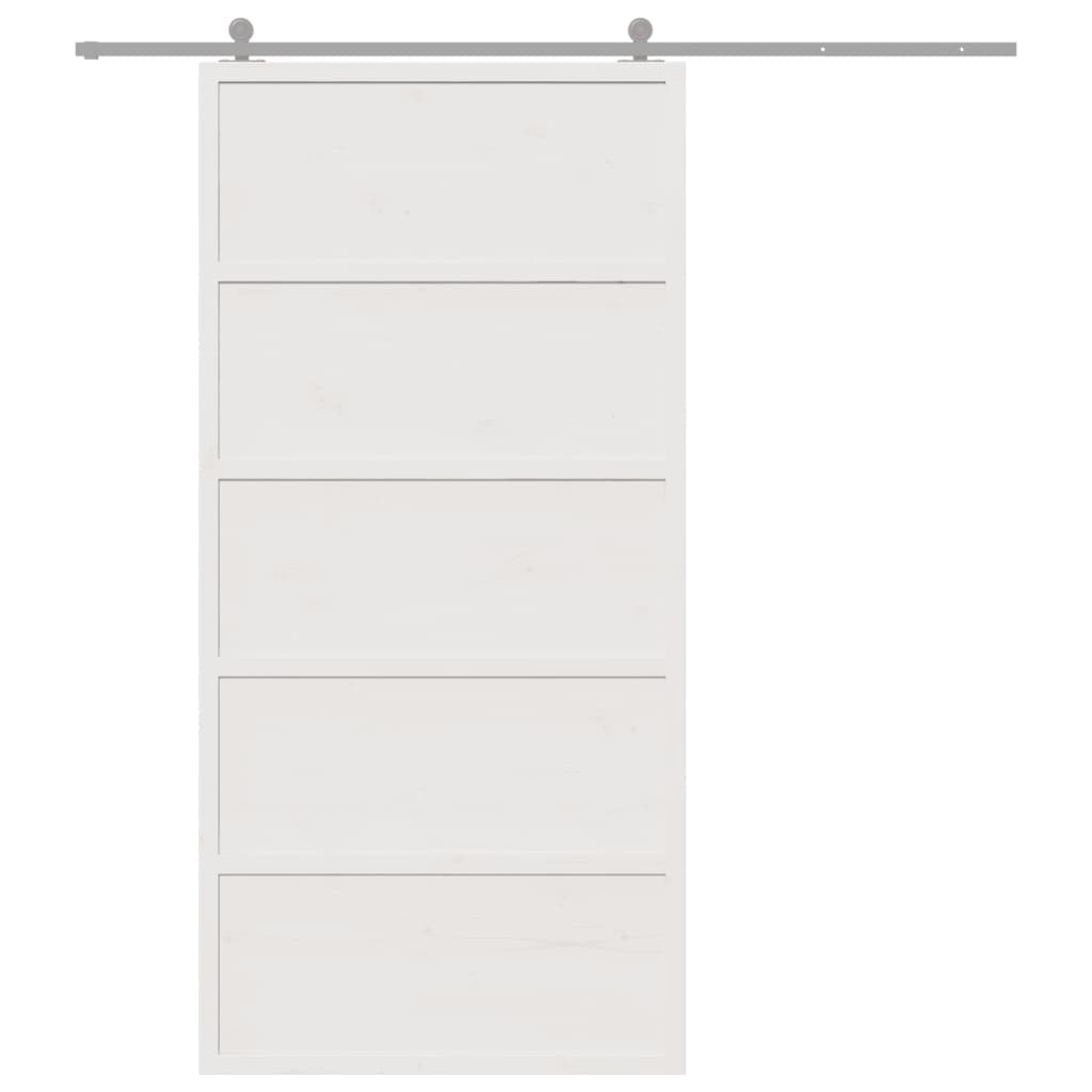 Barn Door White 39.4"x81.9" Solid Wood Pine