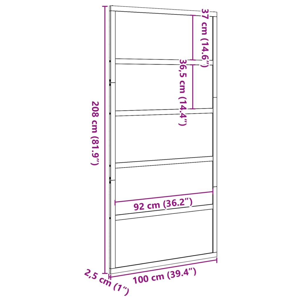 Barn Door White 39.4"x81.9" Solid Wood Pine
