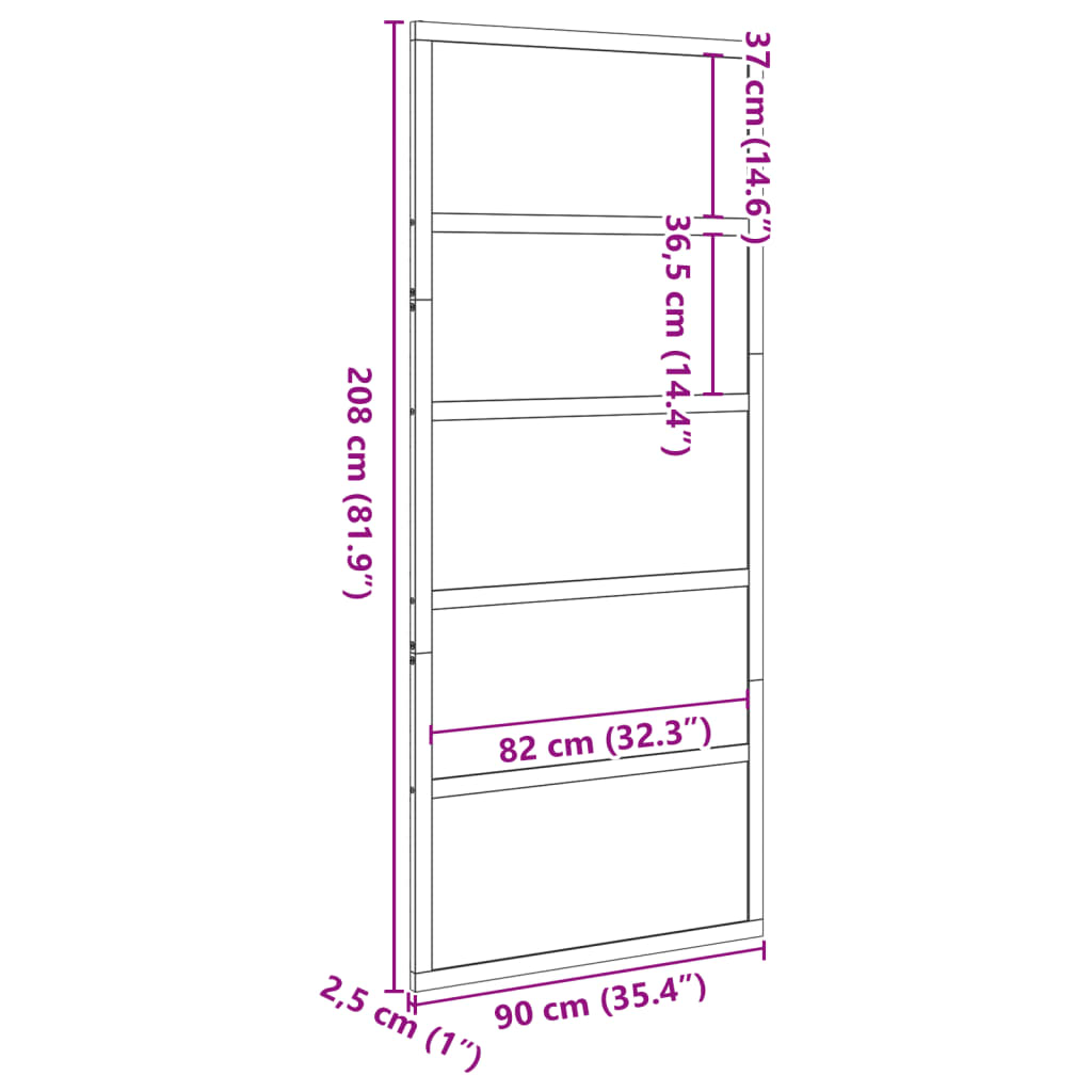 Barn Door White 35.4"x81.9" Solid Wood Pine