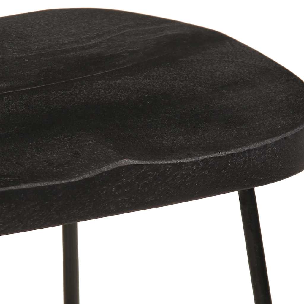 Bar Stool Set of 2 Black Solid Mango Wood, Iron Footrest