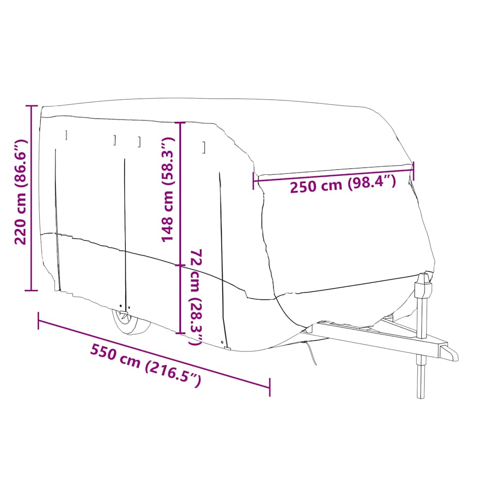 Caravan Cover Gray 216.5"x98.4"x86.6" Non-woven Fabric