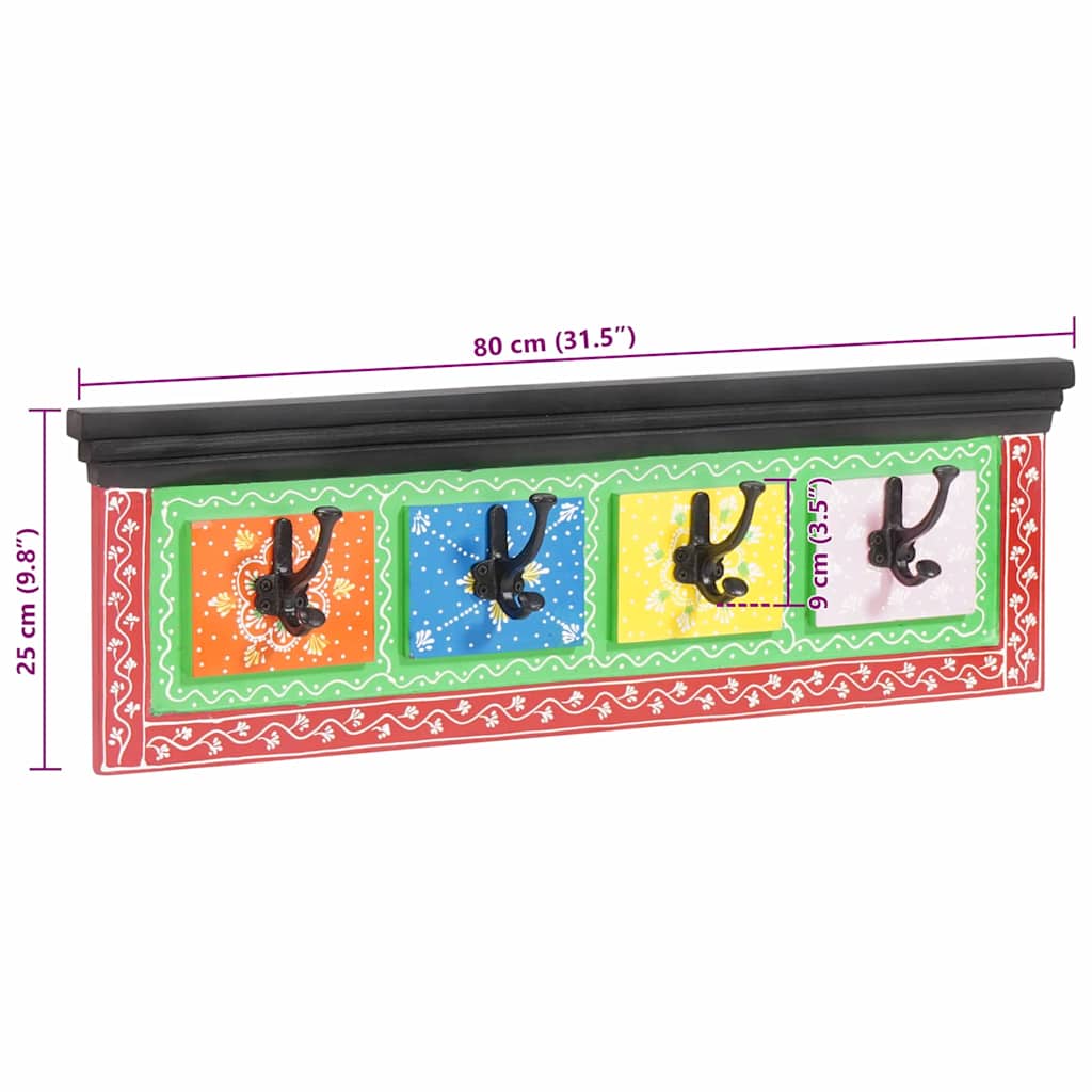 Coat Rack Black 80 x 25 x 2 cm Engineered wood