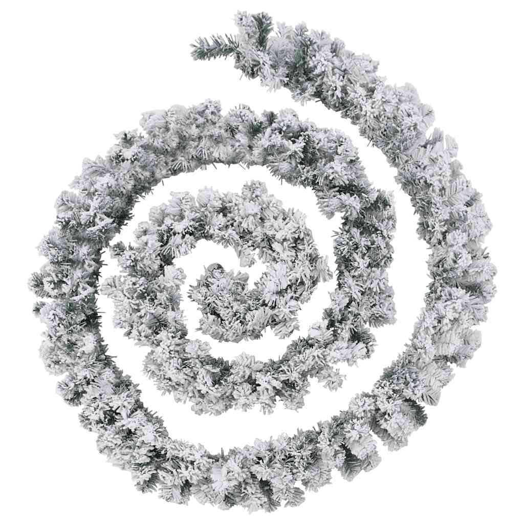 Christmas Garland Green with flocked white snow PVC 65.6 ft
