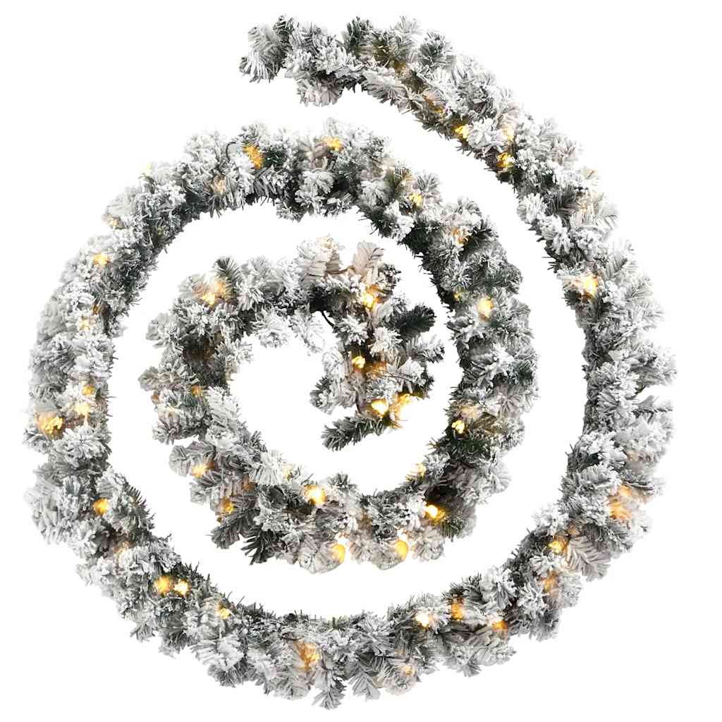 Christmas Garland Green with flocked white snow PVC 65.6 ft