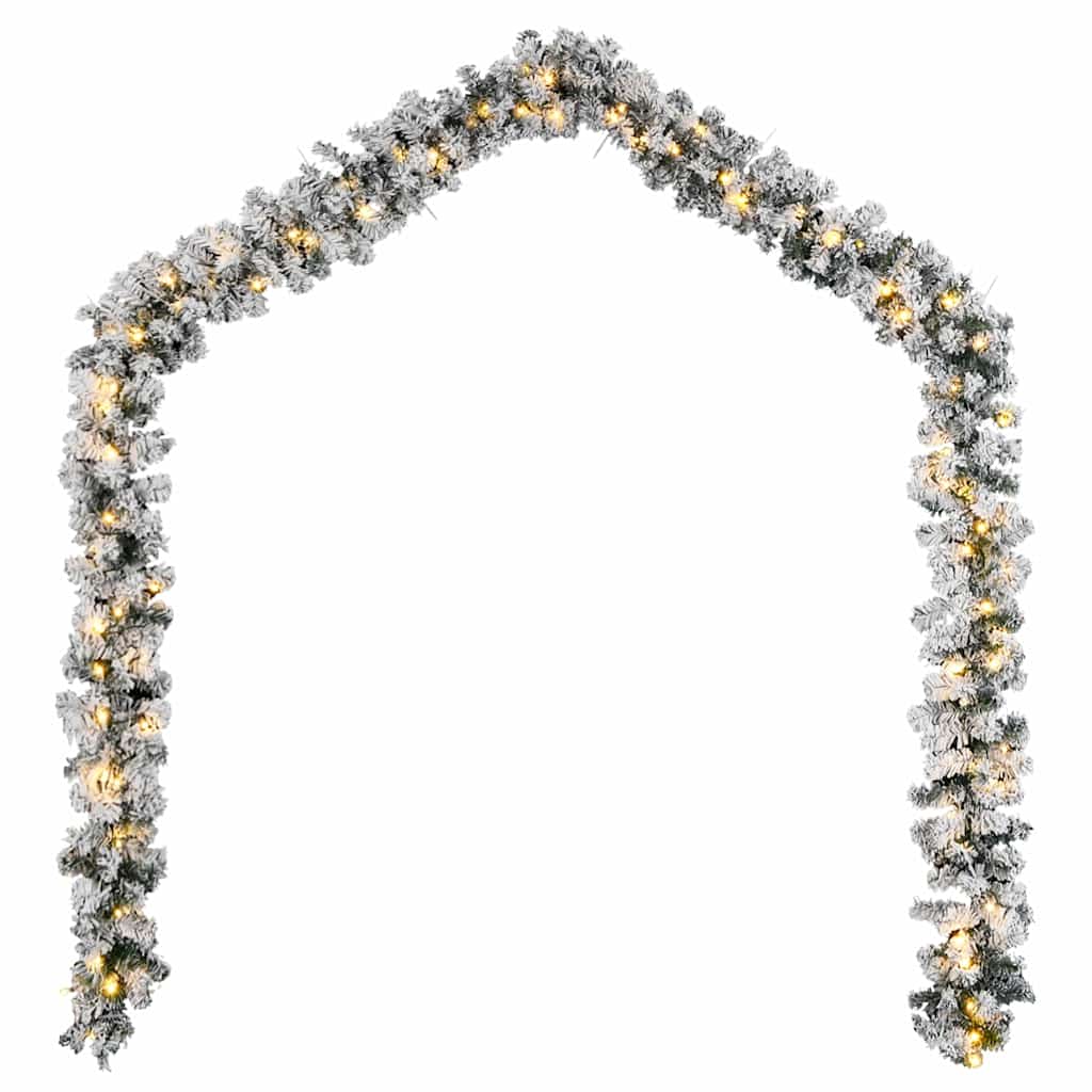 Christmas Garland Green with flocked white snow PVC 65.6 ft