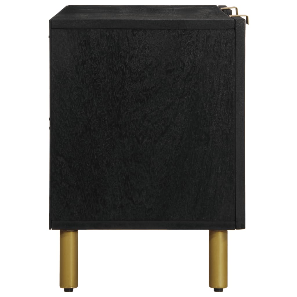 TV Cabinet Black Engineered wood, Solid mango wood, Brass Small