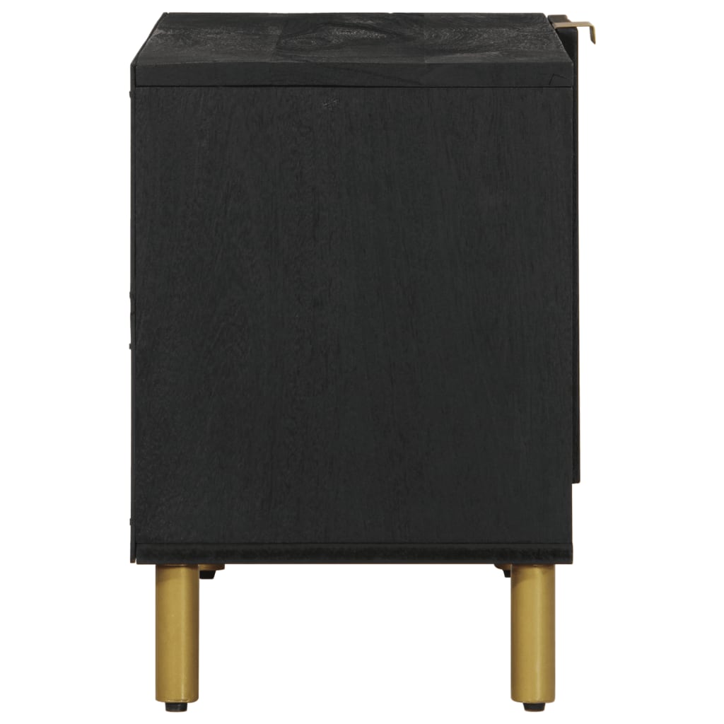 TV Cabinet Black Engineered wood, solid mango wood, brass Small