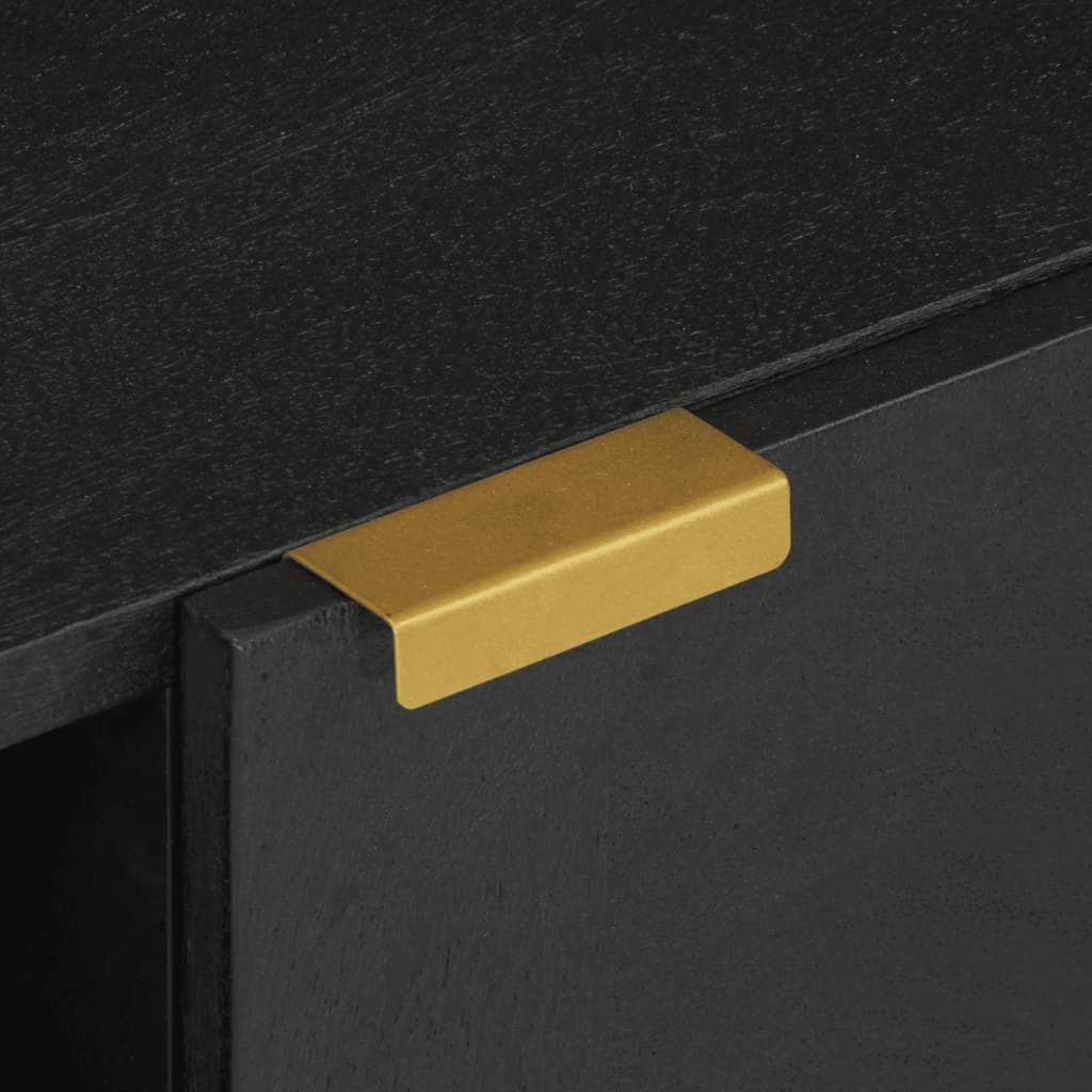TV Cabinet Black Engineered wood, solid mango wood, brass Small