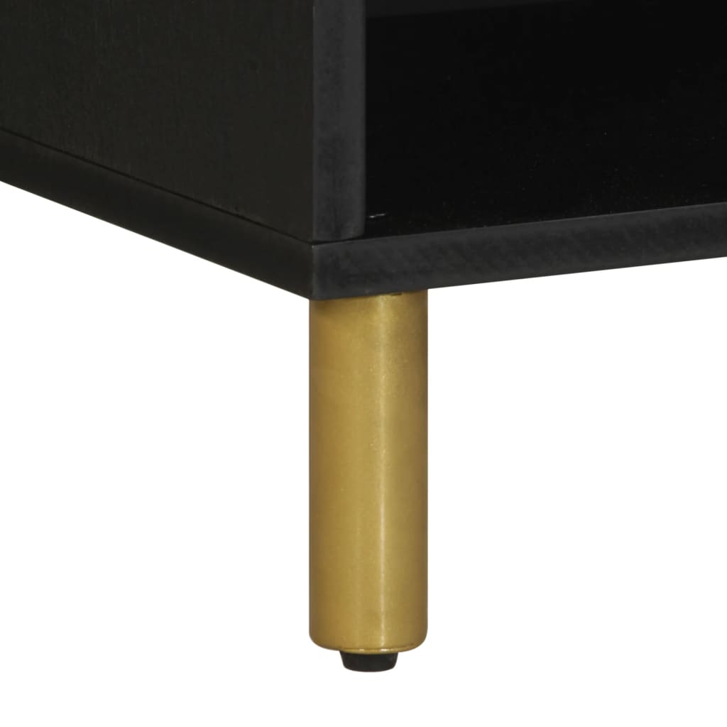 TV Cabinet Black Engineered wood, solid mango wood, brass Small