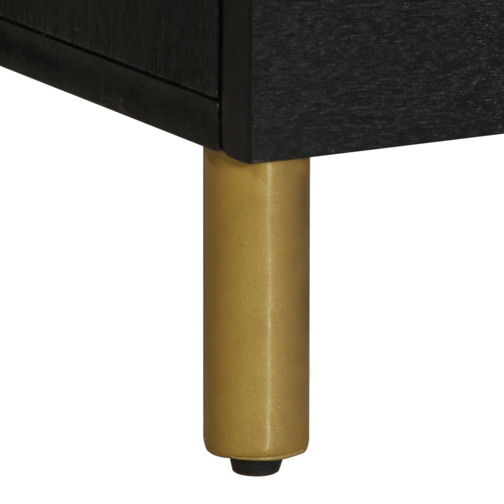TV Cabinet Black Engineered wood, Solid mango wood, Brass