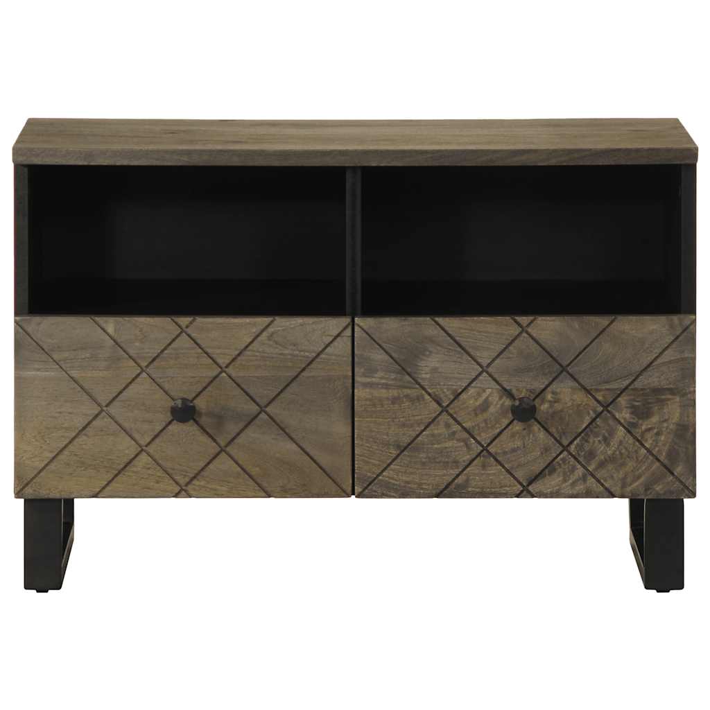 TV Cabinet Black Solid mango wood with grey finish, metal Medium