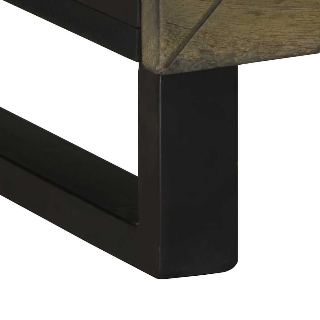 TV Cabinet Black Solid mango wood with grey finish, metal Medium