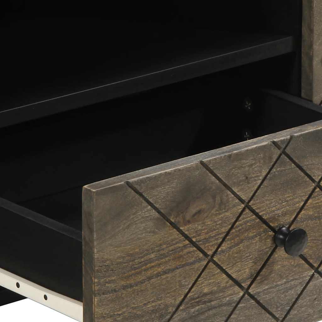 TV Cabinet Black Solid mango wood, Engineered wood, Metal Medium