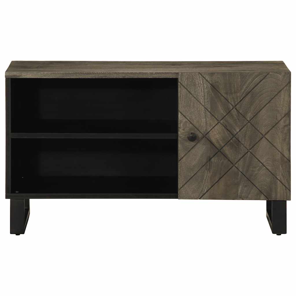 TV Cabinet Black Solid Mango Wood Medium TV Cabinet Rectangular