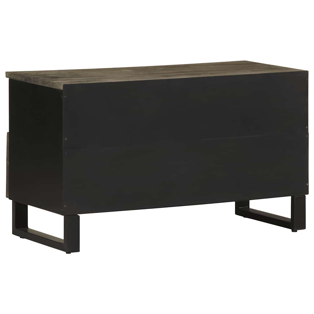 TV Cabinet Black Solid Mango Wood Medium TV Cabinet Rectangular