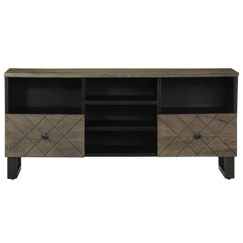 TV Cabinet Black Solid mango wood, metal Medium TV Cabinet