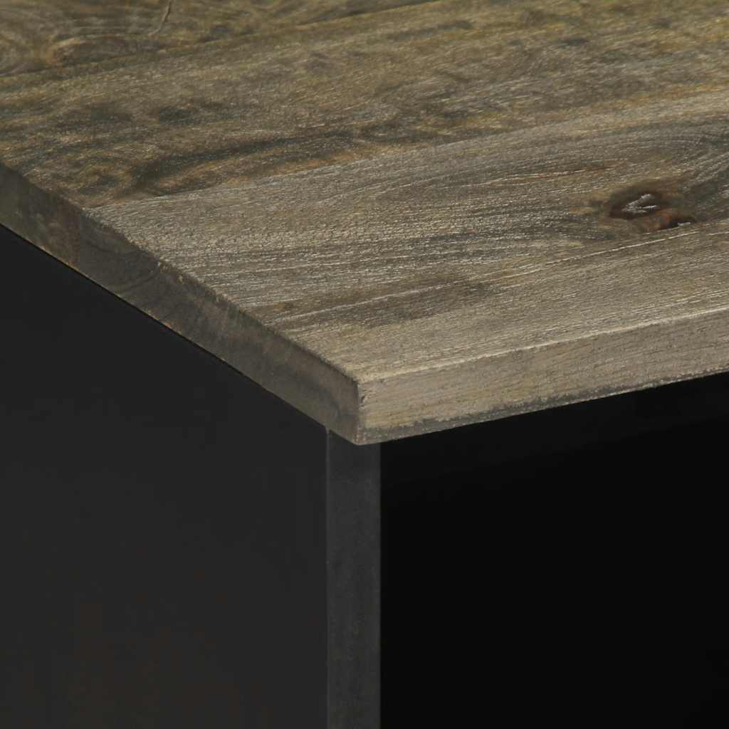 TV Cabinet Black Solid mango wood, metal Medium TV Cabinet