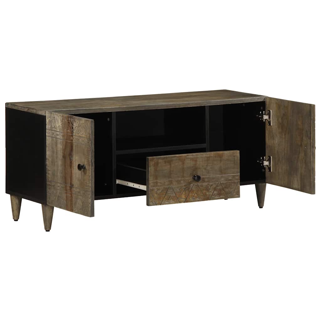 TV Cabinet Light Grey Solid mango wood, engineered wood, metal