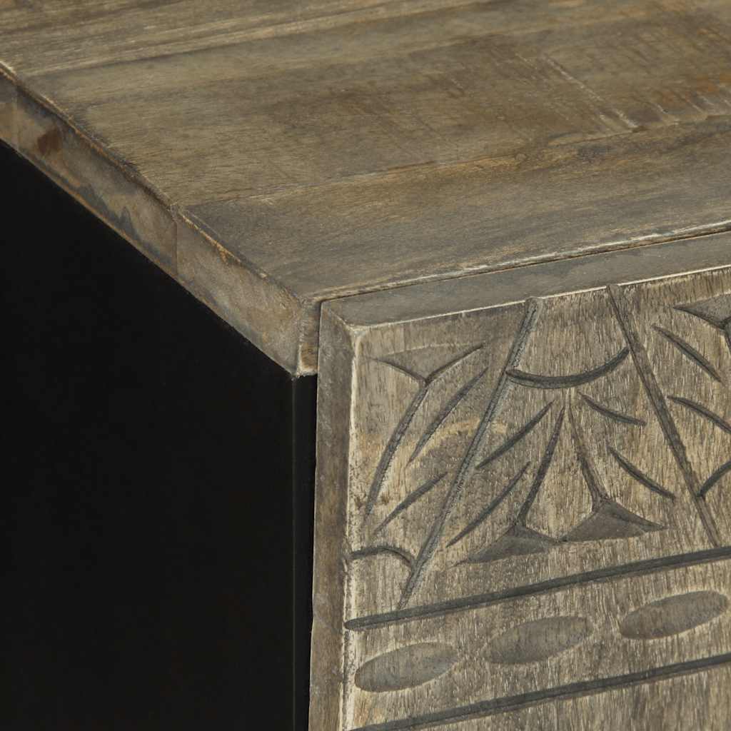 TV Cabinet Light Grey Solid mango wood, engineered wood, metal