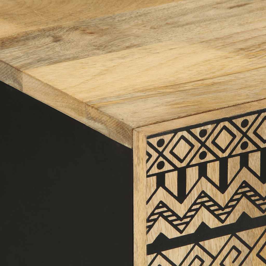 TV Cabinet Black Solid Mango Wood Medium TV Cabinet Rectangular