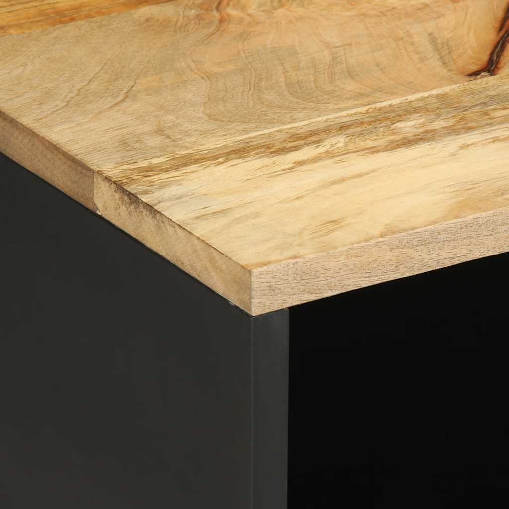 TV Cabinet Black Solid mango wood, iron Medium TV Cabinet