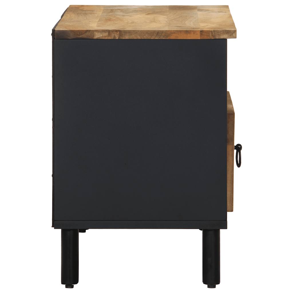 TV Cabinet Black Solid rough mango wood, iron Medium Storage