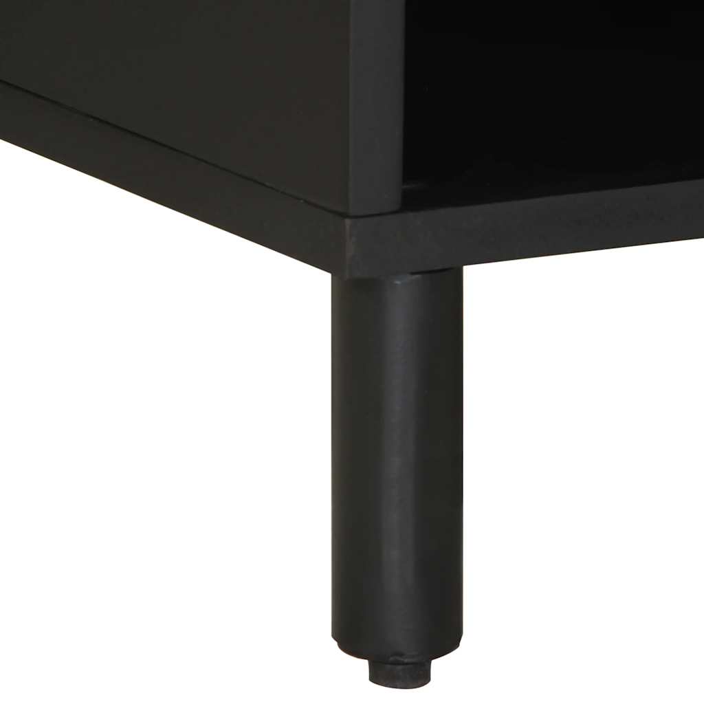 TV Cabinet Black Solid rough mango wood, iron Medium Storage
