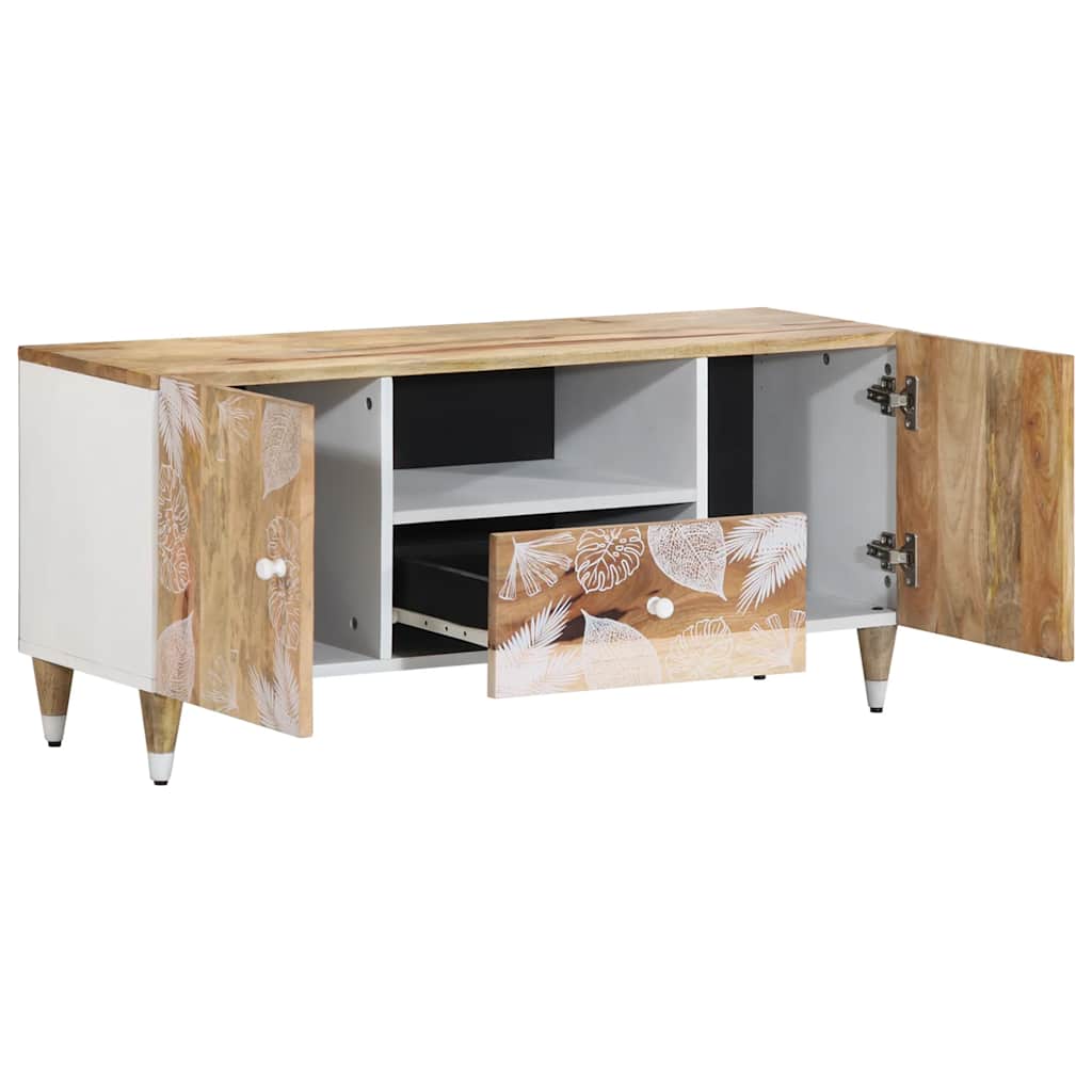 TV Cabinet Natural Mango with White Paint