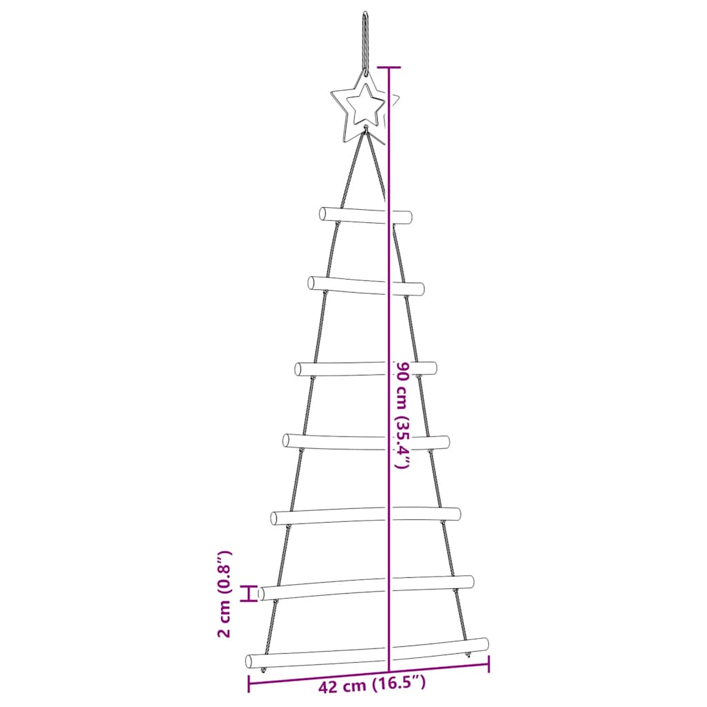 Hanging Christmas Trees with Top Stars 2 pcs 16.5x35.4" Natural Branch