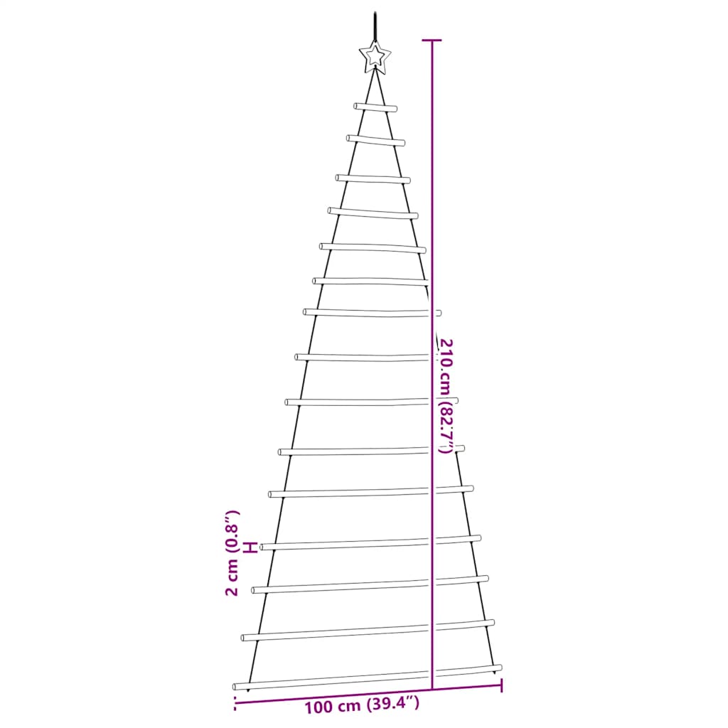 Hanging Christmas Tree with Top Star 39.4x82.7" Natural Branch