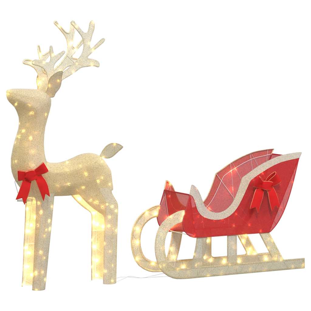 Christmas Decoration Gold, Warm white Fabric and metal Standard