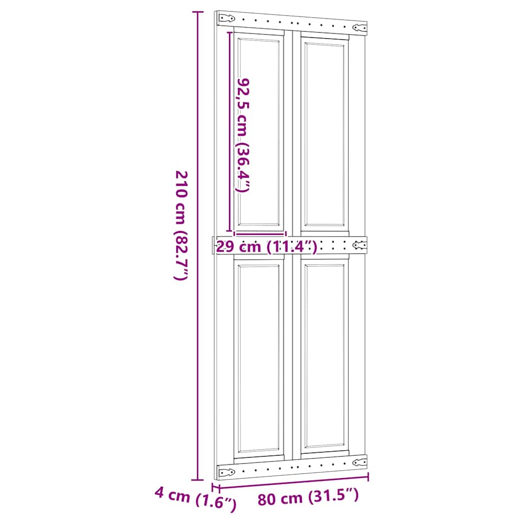 Barn Door CORONA 31.5x82.7" Solid Wood Pine