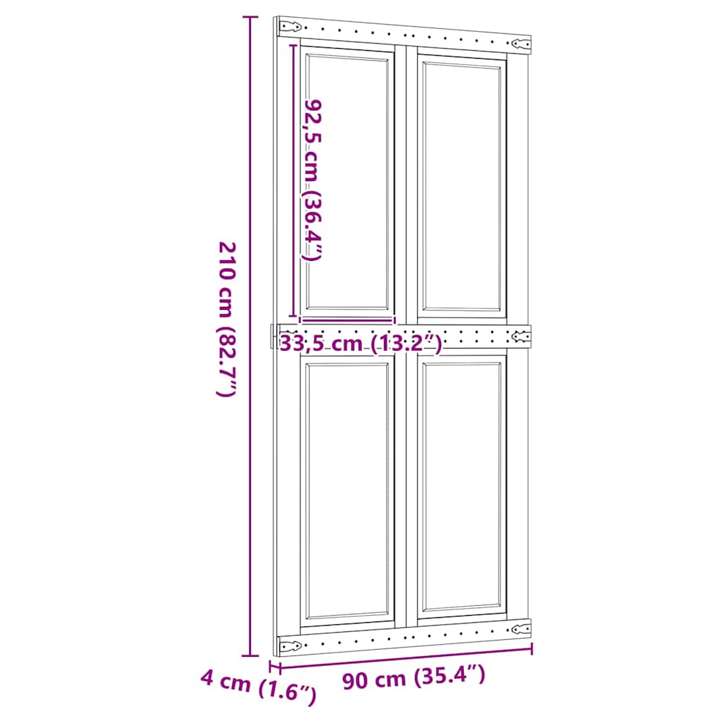 Barn Door CORONA 35.4x82.7" Solid Wood Pine
