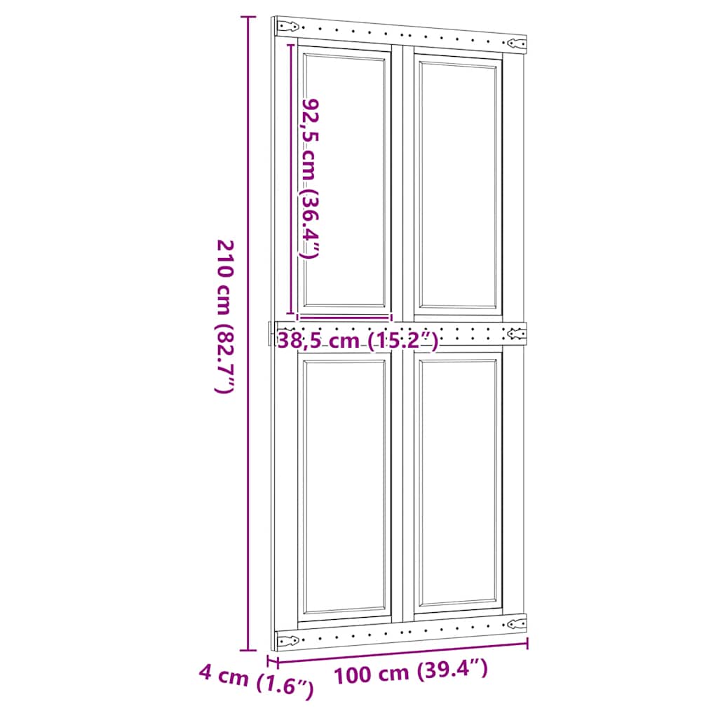 Barn Door CORONA 39.4x82.7" Solid Wood Pine