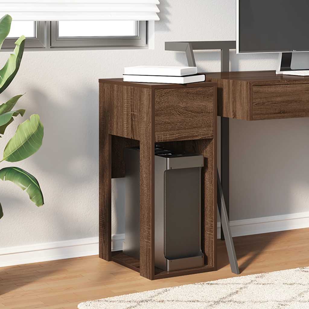 Computer Tower Stand Brown Oak Engineered Wood Computer Tower Stand