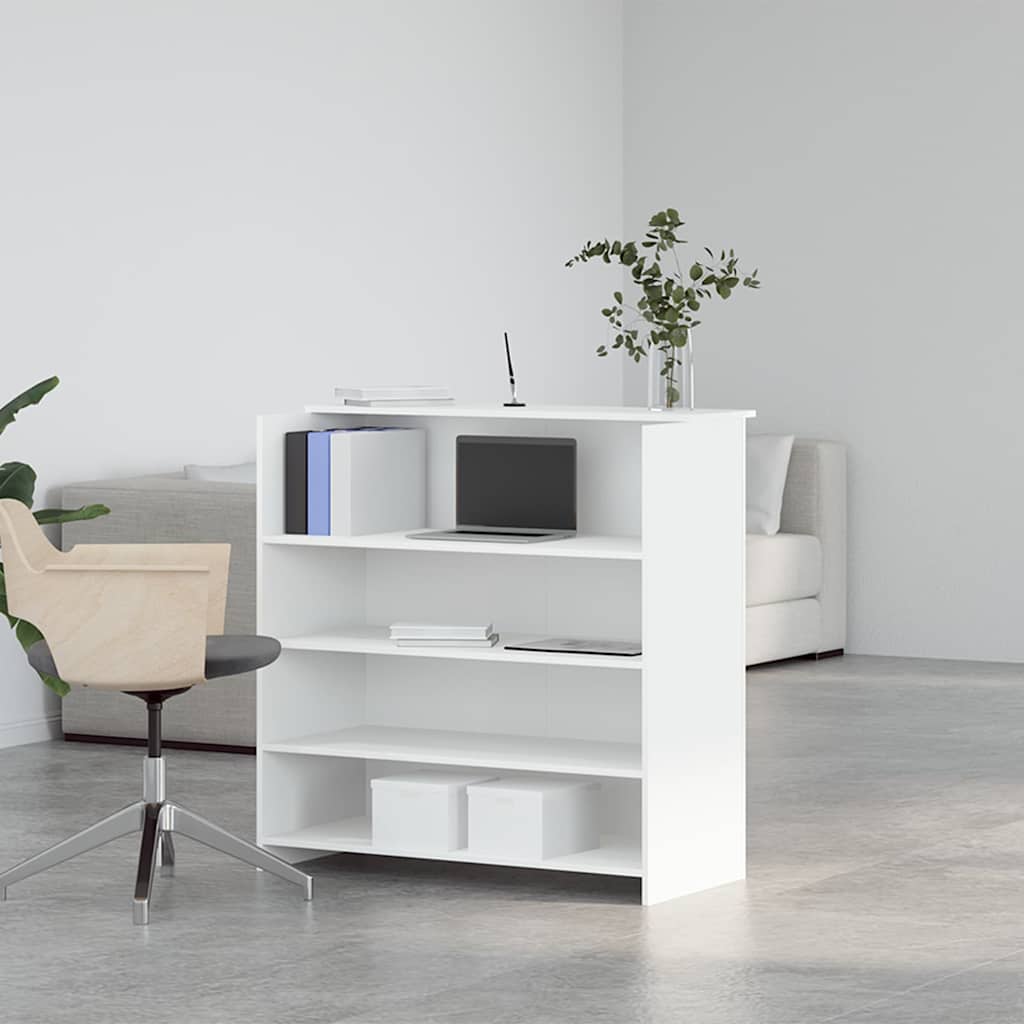 White Reception Desk Engineered Wood Medium Reception Desk