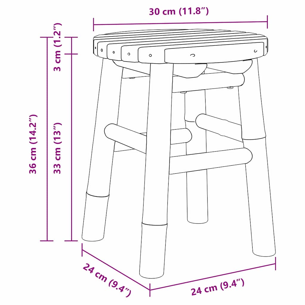 Stool Bamboo Natural 11.81 x 11.81 x 14.17 in Bamboo