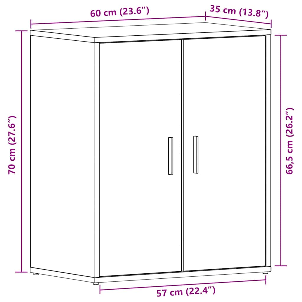 Shoe Cabinet Black Oak 23.62 x 13.78 x 27.56 in Engineered Wood