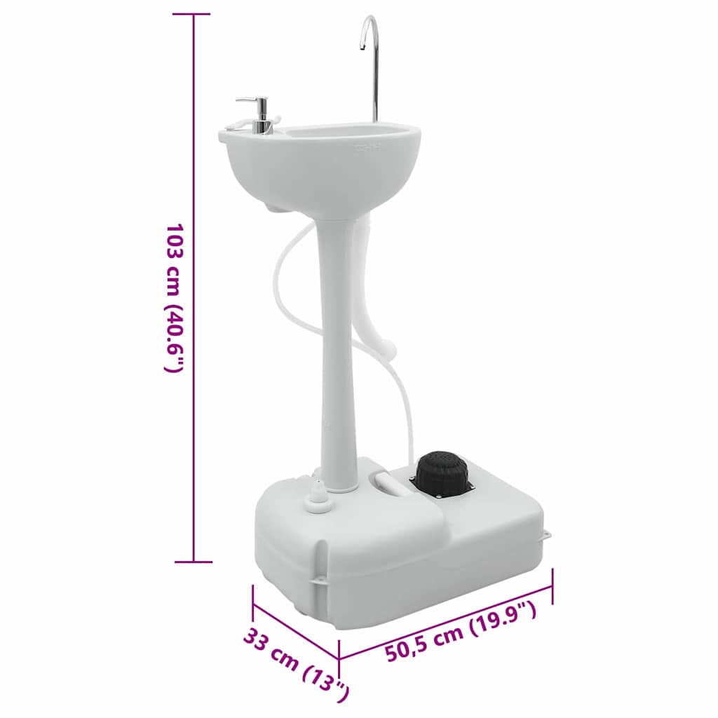Camping Handwash Stand Gray 50.5 x 33 x 103 cm Plastic