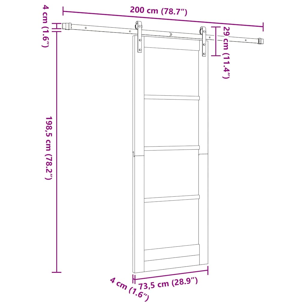Sliding Door ORKDAL White 29 x 78 in Solid Pine wood