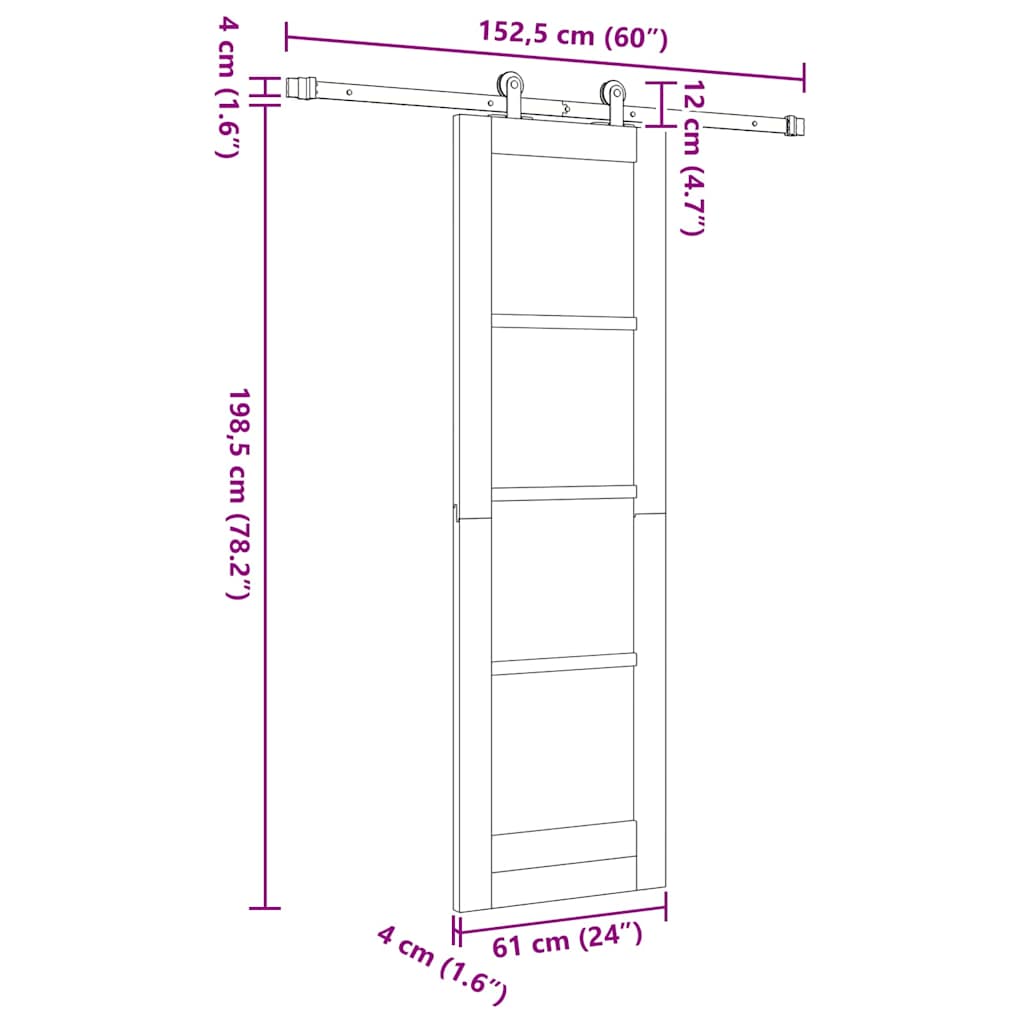Sliding Door Manual ORKDAL Brown 24 x 78.2 in Wood and metal
