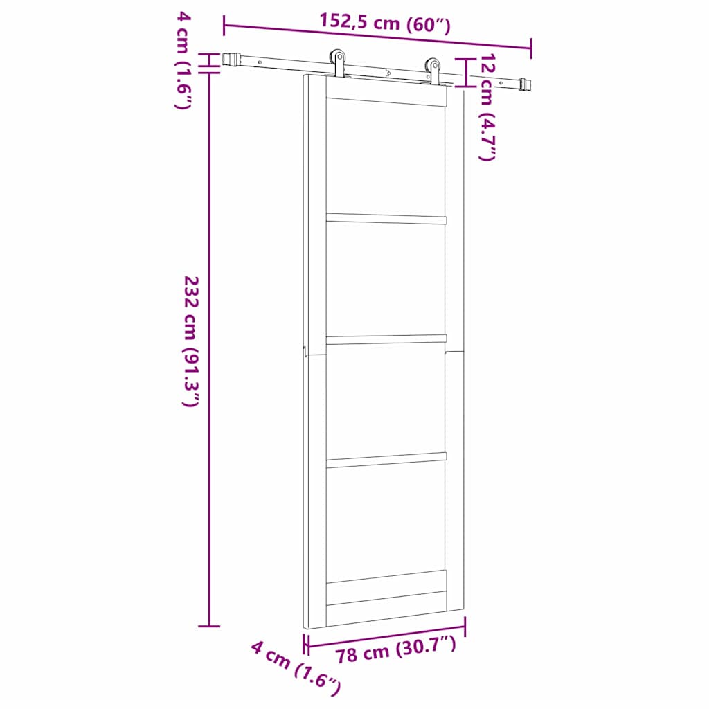 Sliding Door Manual ORKDAL White 30.7 x 91.3 in Wood and metal