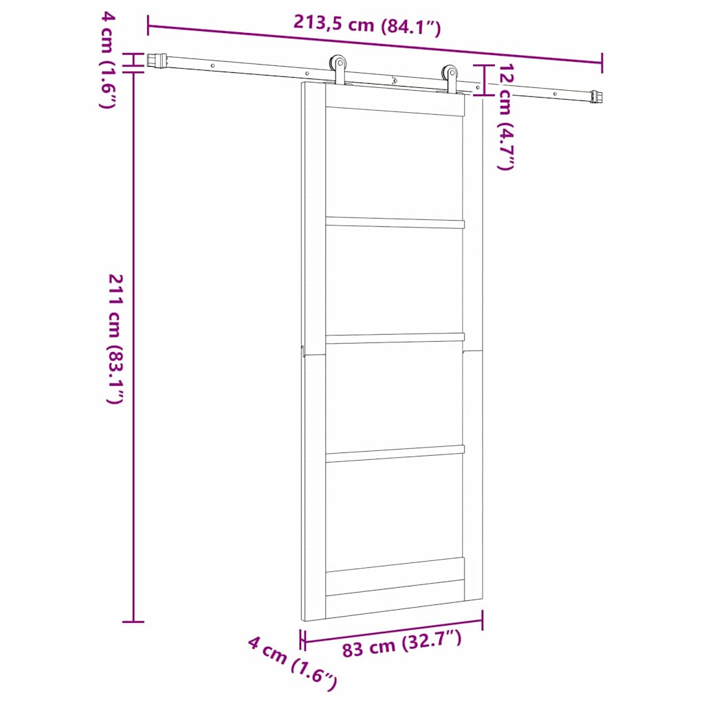 Sliding Door Manual ORKDAL Brown 32.7 x 83.1 in Wood and metal