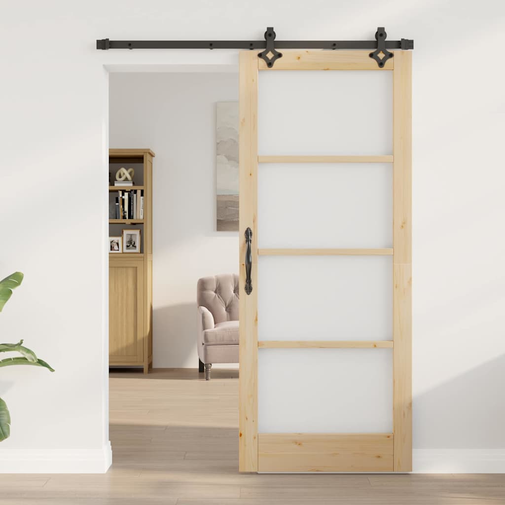 Sliding Door Other Manual Brown 32.7 x 79.5 in Wood and metal